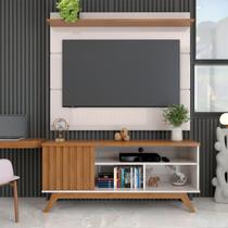 Rack com Painel para TV Até 55 Polegadas Luxe 1 Porta 1 Prataleira Off White/Freijó - Panorama Móveis
