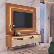 Rack com Painel para TV até 58 Polegadas com LED 100% MDF Pés em Madeira Maciça Austria Rack com Painel para TV até 58 Polegadas com LED 100% MDF Pés em Madeira Maciça Austria