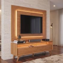 Rack com Painel para TV até 58 Polegadas com LED 100% MDF Pés em Madeira Maciça Austria Rack com Painel para TV até 58 Polegadas com LED 100% MDF Pés em Madeira Maciça Austria