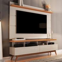 Rack com Painel para TV até 60 Polegadas 160CMX194CM Pés em Madeira Maciça Vivare Off White Nature Branco