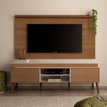 Rack com Painel para Tv até 60 Polegadas 164cmx180cm em Madeira Maciç Marrom Cinamomo/Off White Rack com Painel para Tv até 60 Polegadas 164cmx180cm em Madeira Maciç Marrom Cinamomo/Off White