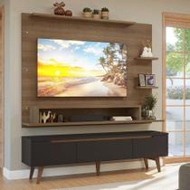 Rack Com Painel Para Tv Até 60 Polegadas 180 Cm Pés Rusticpretorustic Reims Madesa Rusticpretorustic