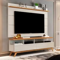 Rack com Painel para TV até 60 Polegadas 194cmx160cm Pés em Madeira Maciça Vivare