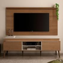 Rack com Painel para TV Até 60 Polegadas e Led Lumina Cinamomo/Off White - Pnr Móveis Rack com Painel para TV Até 60 Polegadas e Led Lumina Cinamomo/Off White - Pnr Móveis