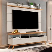 Rack com Painel para TV até 60 Polegadas MDF 160cmx194cm Pés em Madeira Maciça Vivare Bege Off White/Nature Rack com Painel para TV até 60 Polegadas MDF 160cmx194cm Pés em Madeira Maciça Vivare Bege Off White/Nature