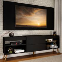 Rack com Painel para TV Até 60 Polegadas Milão 1 Porta 2 Prateleiras Preto - Panorama Móveis