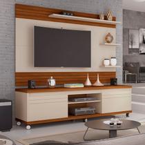 Rack com Painel para TV Até 60 Polegadas Mirage 2 Portas 4 Prateleiras Off White/Freijó - Giga Móveis