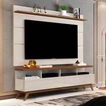 Rack com Painel para TV até 60 Polegadas Pés em Madeira Maciça MDF 194CMX160CM Vivare Bege Rack com Painel para TV até 60 Polegadas Pés em Madeira Maciça MDF 194CMX160CM Vivare Bege