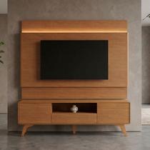 Rack com Painel para Tv até 65 Polegadas 185cm X 187cm com Led 100% Mdf Pés em Madeira Maciça Ares