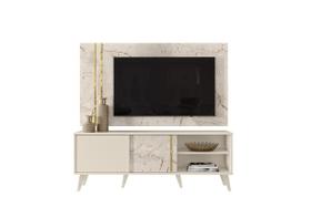 Rack Com Painel Para TV até 65 Polegadas 2 Portas Cronos Calacata Off White - Madetec