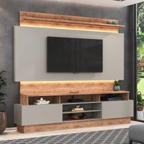 Rack com Painel para TV até 65 Polegadas 220cmx195cm 2 Gavetas Bp Foscarini Cinza Solanum/Nude Rack com Painel para TV até 65 Polegadas 220cmx195cm 2 Gavetas Bp Foscarini Cinza Solanum/Nude