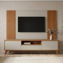Rack com Painel para TV até 65 Polegadas 237cm x 201cm Ripado 100% MDF Piazza Rack com Painel para TV até 65 Polegadas 237cm x 201cm Ripado 100% MDF Piazza