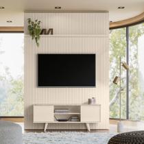 Rack com Painel para TV até 65 Polegadas MDF 179cmx298,5cm New Panorama Branco Calacata/Off White