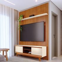 Rack com Painel para TV até 65 Polegadas MDF 179cmx303cm Frisado Milo
