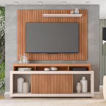 Rack com Painel para TV até 70 Polegadas MDF 224cmx224cm Valença Marrom Freijó/Off White