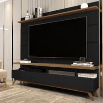 Rack com Painel para TV Até 72 Polegadas Armênia 3 Gavetas Black/Freijó - Panorama Móveis Rack com Painel para TV Até 72 Polegadas Armênia 3 Gavetas Black/Freijó - Panorama Móveis