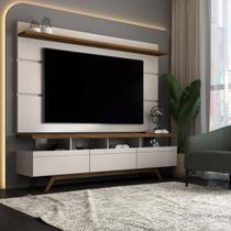 Rack com Painel para TV Até 72 Polegadas Armênia 3 Gavetas Off White/Freijó - Panorama Móveis Rack com Painel para TV Até 72 Polegadas Armênia 3 Gavetas Off White/Freijó - Panorama Móveis