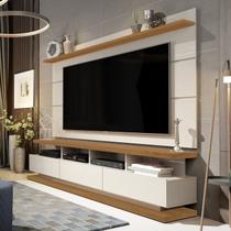 Rack com Painel para TV até 72 Polegadas MDF 180cmx190cm Vivare com Rodízios Off White Nature