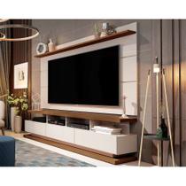 Rack com Painel para TV até 72 Polegadas Vivare I Off White e Nature 180 cm