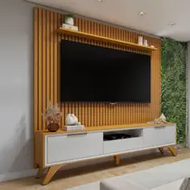Rack com Painel para TV Até 75 Polegadas áustria Paris 3 Gavetas Naturalle/Off White - Mavaular