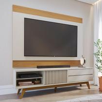Rack com Painel para TV Até 75 Polegadas Bellaria 1 Porta 2 Gavetas Off White/Freijo - Pnr Móveis