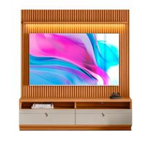Rack com Painel para TV até 75 Polegadas com LED 2 Nichos 2 Gavetas Ouro Preto Linea Brasil Nature/Off White