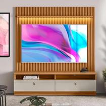 Rack com Painel para TV até 75 Polegadas com LED 2 Nichos 2 Gavetas Ouro Preto Linea Brasil Nature/