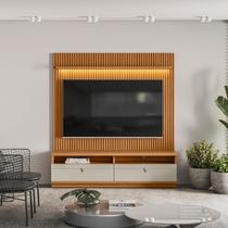 Rack com Painel para Tv até 75 Polegadas com Led 2 Nichos 2 Gavetas Ouro Preto