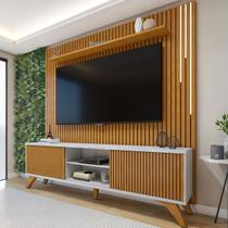 Rack com Painel para TV Até 75 Polegadas Gaia Paris Portas com Led Off White/Naturalle - Mavaular