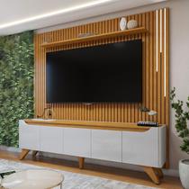 Rack com Painel para TV Até 75 Polegadas Grécia Paris 4 Portas 1 Gaveta com Led Off White/Naturalle - Mavaular