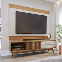 Rack com Painel para TV até 75 Polegadas Pés Madeira Maciça Deslizante Veneza