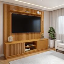 Rack com Painel para TV até 75 Polegadas Ripado 100% MDF com Led 220cm Paris Arezzo Rack com Painel para TV até 75 Polegadas Ripado 100% MDF com Led 220cm Paris Arezzo