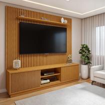 Rack com Painel para TV até 75 Polegadas Ripado 100% MDF sem Led 220cm Paris Arezzo