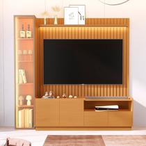 Rack com Painel para TV até 75 Polegadas Ripado com LED e Vidro Reflecta 100% MDF 219CMX223CM Vitoria Regia Yescasa Marrom
