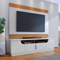 Rack com Painel para TV Até 75 Polegadas Santorini 4 Portas Off White Matte/Freijó - Colibri