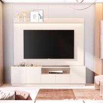 Rack com Painel para TV até 84 Polegadas 100% MDF 233cmx219cm Vitoria Regia YesCasa Bege Off White Rack com Painel para TV até 84 Polegadas 100% MDF 233cmx219cm Vitoria Regia YesCasa Bege Off White