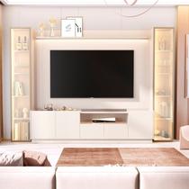 Rack com Painel para TV até 84 Polegadas com LED 100% MDF 305cmx219cm Led Vitoria Regia YesCasa