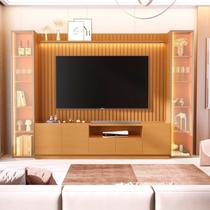 Rack com Painel para TV até 84 Polegadas com LED com Vidro Reflecta 100% MDF 305cmx219cm Led 2 Torres com Porta Vitoria Regia YesCasa Rack com Painel para TV até 84 Polegadas com LED com Vidro Reflecta 100% MDF 305cmx219cm Led 2 Torres com Porta Vitoria Regia YesCasa