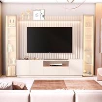 Rack com Painel para TV até 84 Polegadas LED Vidro Reflecta Ripado 100% MDF 219CMX305CM Vitoria Regia Yescasa Off White Rack com Painel para TV até 84 Polegadas LED Vidro Reflecta Ripado 100% MDF 219CMX305CM Vitoria Regia Yescasa Off White