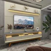 Rack com Painel para TV até 85 Polegadas 3 Gavetas LED com Pés Royal Requinte Gelius Rack com Painel para TV até 85 Polegadas 3 Gavetas LED com Pés Royal Requinte Gelius