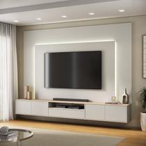 Rack com Painel para TV até 85 Polegadas com LED 100% MDF 270cmx200cm Led Astro YesCasa