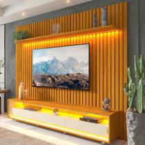 Rack com Painel para TV até 90 Polegadas 100% MDF com LED 228,8CMX217CM 3 Gavetas Nobre Clean Yescasa Marrom Rack com Painel para TV até 90 Polegadas 100% MDF com LED 228,8CMX217CM 3 Gavetas Nobre Clean Yescasa Marrom