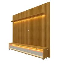 Rack com Painel para TV até 90 Polegadas com LED 100% MDF 228,8cmx217cm 3 Gavetas Nobre Clean