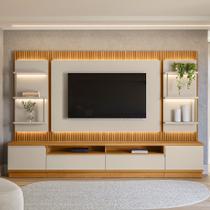 Rack com Painel para TV de até 70 Polegadas 2 Portas 2 Gavetas Ripado LED São Paulo Linea Brasil