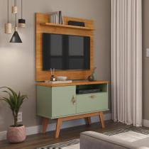 Rack com Painel Pequeno 90cm Quarto Sala Para TV 32 Sirius Patrimar Alecrim/Cinamomo