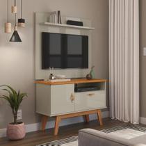 Rack com Painel Pequeno 90cm Quarto Sala Para TV 32 Sirius Patrimar Off White/Cinamomo