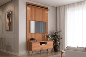 Rack Com Painel Pés Palito Amadeirado para Tv de até 55 polegadas River 1,36 Lukaliam