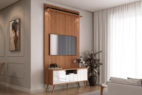 Rack Com Painel Pés Palito Amadeirado para Tv de até 55 polegadas River 1,36 Lukaliam