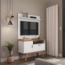 Rack Com Painel Prateleira E Nicho Para Sala Moderna Retro