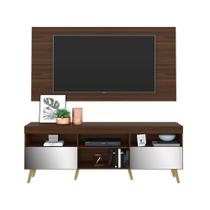 Rack com Painel Retrô com Espelho para TV até 65" Multimóveis Flórida FG3138 Madeirado/Natural